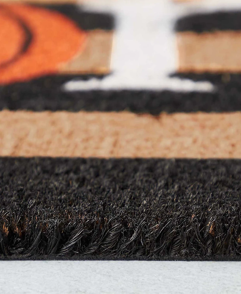 Vcny Home Pumpkin Stripe Halloween Coir Outdoor Doormat, 18" x 30"