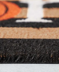 Vcny Home Pumpkin Stripe Halloween Coir Outdoor Doormat, 18" x 30"