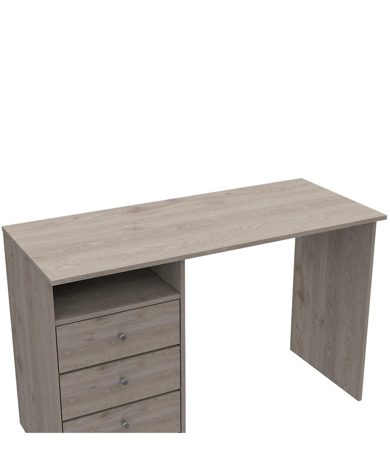 Nemocon 3 Drawer Computer Desk With 1-Open Storage Shelf, Light Gray