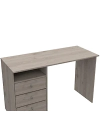 Nemocon 3 Drawer Computer Desk With 1-Open Storage Shelf, Light Gray