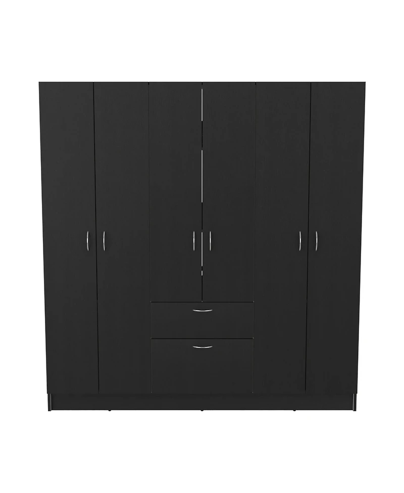 Kibo 6 Doors Armoire, One Drawer, Rod, Seven Interior Shelves, Black / White