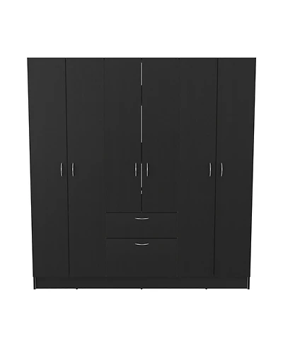 Kibo 6 Doors Armoire, One Drawer, Rod, Seven Interior Shelves, Black / White