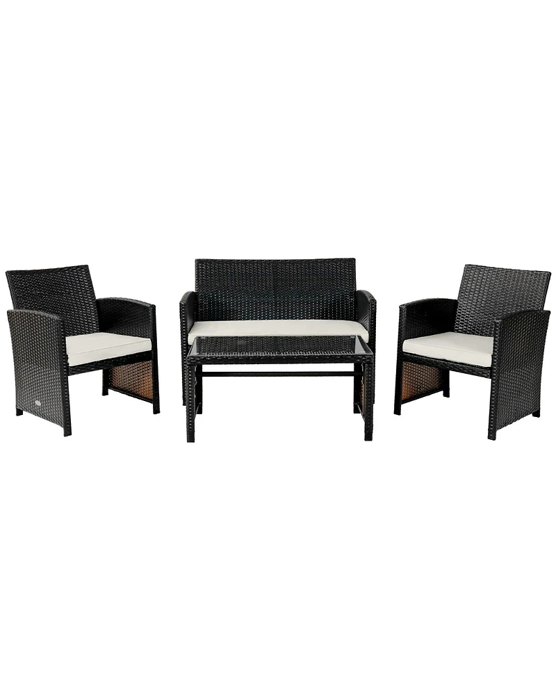 Vebreda Sugift 4 Pieces Patio Rattan Cushioned Furniture Set