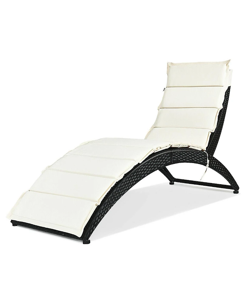 Inolait Foldable Patio Lounge Chair with Cushion for Backyard