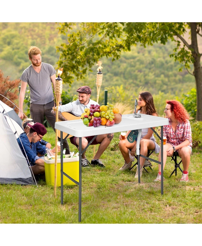 Sugift Folding Cleaning Sink Faucet Cutting Camping Table with Sprayer
