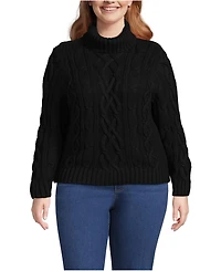 Lands' End Plus Drifter Cable Turtleneck Sweater