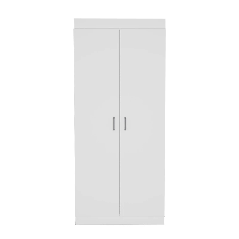 Chad Pantry Double Door Cabinet, Five Shelves,Three Interior Door Shelves, White