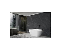 gaomon Luxurious 67-Inch Deep Soaking Acrylic Freestanding Bathtub with Sloped Lumbar Support, Glossy White Finish, Chrome Drain, cUPC Certified, Stai