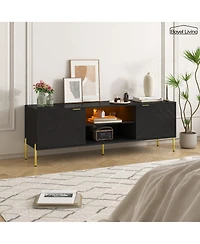 Unique Herringbone Design Multifunctional Tv Stand With Led Light