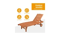 Slickblue Outdoor Garden Fir Wooden Bed with Wheels and Drawers