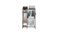 Heavy-Duty Metal Clothing Rack – Portable Wardrobe Organizer with Hanger and Storage Shelf