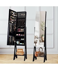 Sugift Freestanding Jewelry Cabinet Armoire Organizer with Bevel Edge Mirror