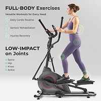 Sunny Health & Fitness Ultra Silent Smart Elliptical Exerciser, 300LB Capacity & 16” Long Stride with Free SunnyFit App Bluetooth Connection