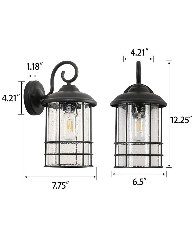Flynama 1-Light Textured Black not Motion Sensing Dusk to DaWn Outdoor HardWired Wall Lantern Sconce With Led