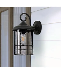 Flynama 1-Light Textured Black not Motion Sensing Dusk to DaWn Outdoor HardWired Wall Lantern Sconce With Led