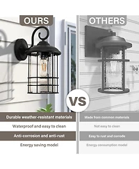 Flynama 1-Light Textured Black not Motion Sensing Dusk to DaWn Outdoor HardWired Wall Lantern Sconce With Led