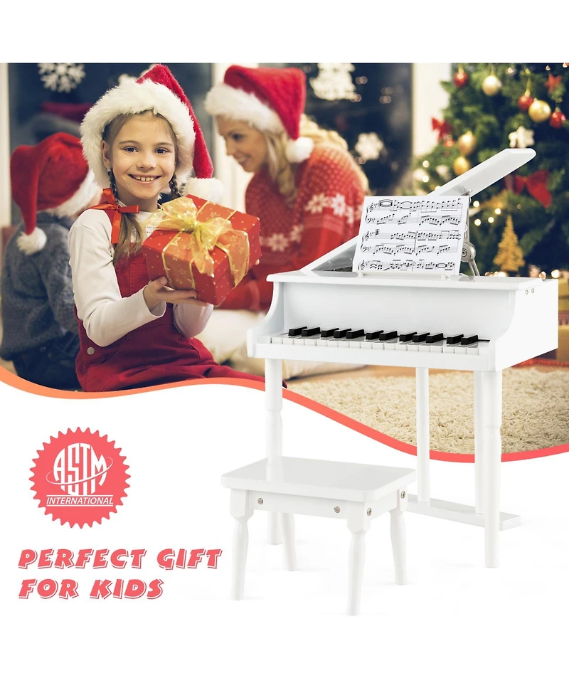Hongge 30-Key Kids Piano Keyboard Toy with Bench Piano Lid and Music Rack