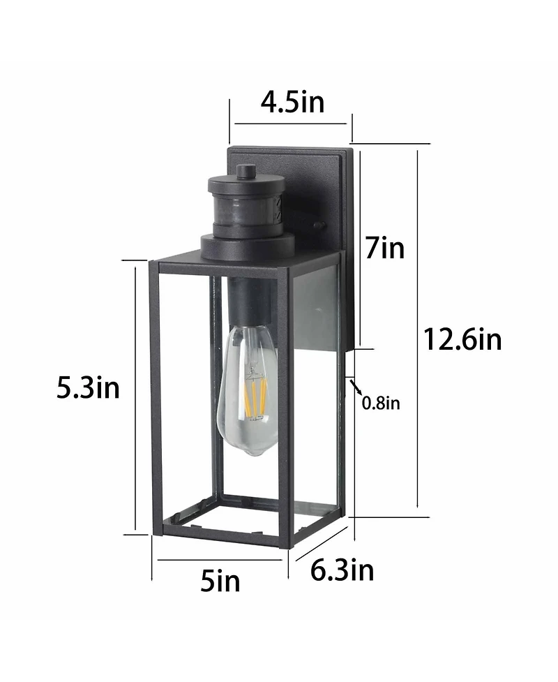 Flynama 1-Light Matte Black Non-Motion Sensing Outdoor Hardwired Wall Sconce Light with Socket, Bulb Not Included