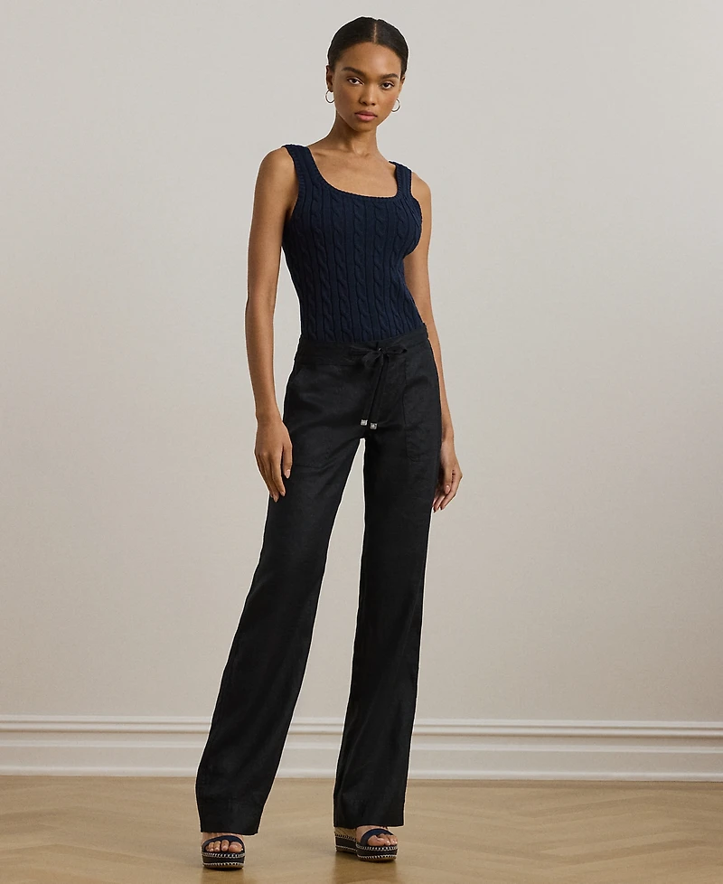 Lauren Ralph Petite 100% Linen Wide-Leg Pants