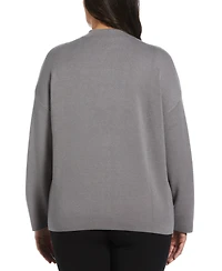Rafaella Plus Floral Jacquard Mock Neck Sweater