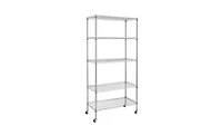 Slickblue 5-Tier Nsf-Certified Steel Wire Shelving with Wheels - Chrome