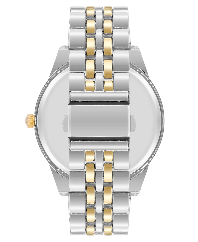 Steve Madden Men's Coin Edge Silver-Tone and Gold-Tone Alloy Metal Watch, 44mm