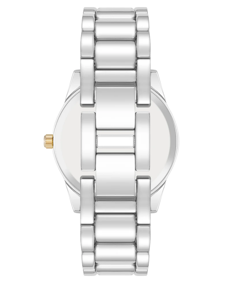 Steve Madden Women's Coin Edge Silver-Tone and Gold-Tone Alloy Metal Bracelet Watch, 36mm