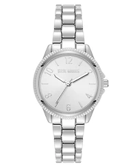 Steve Madden Women's Everyday Silver-Tone Alloy Metal Bracelet Watch, 30mm