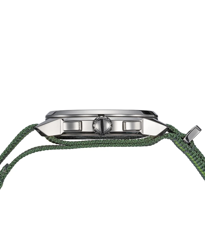 Balmain Men's Swiss Chronograph Madrigal Dark Green Striped Nato Strap Watch 42mm