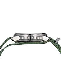 Balmain Men's Swiss Chronograph Madrigal Dark Green Striped Nato Strap Watch 42mm
