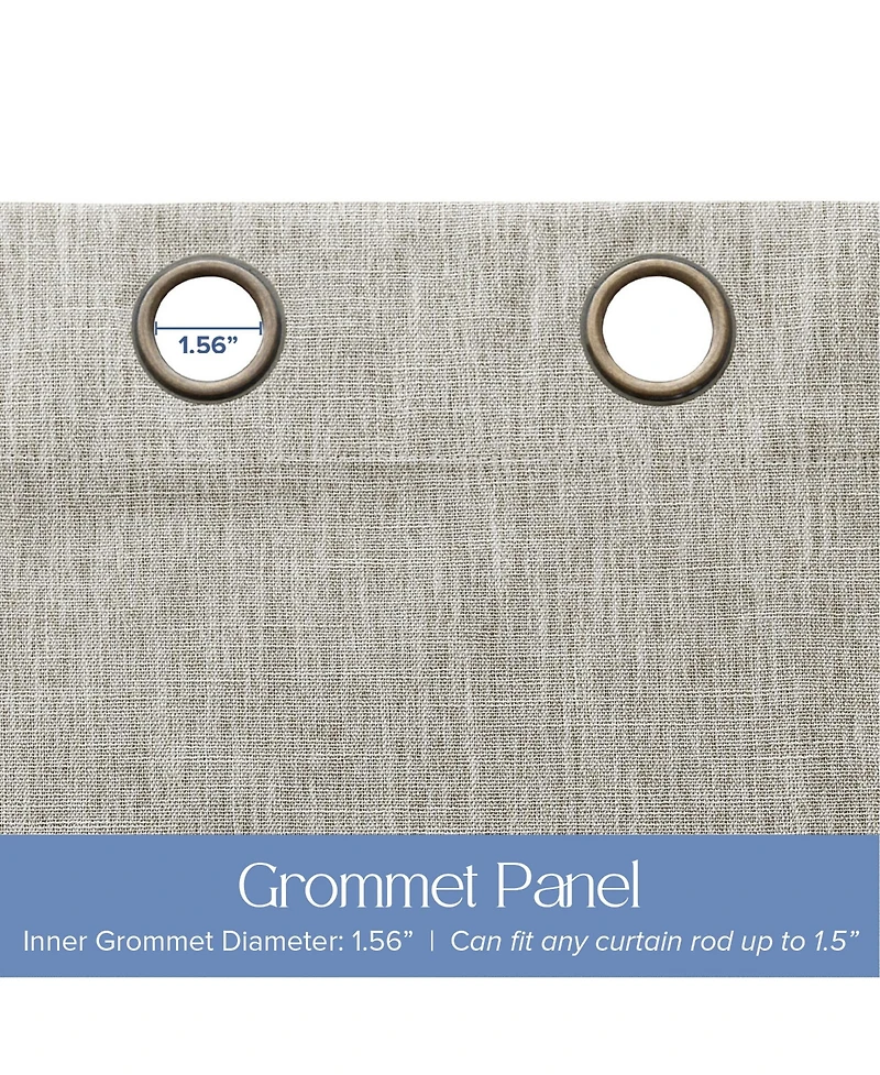 Linen Texture Blackout Grommet Curtains Pair(2 Panels