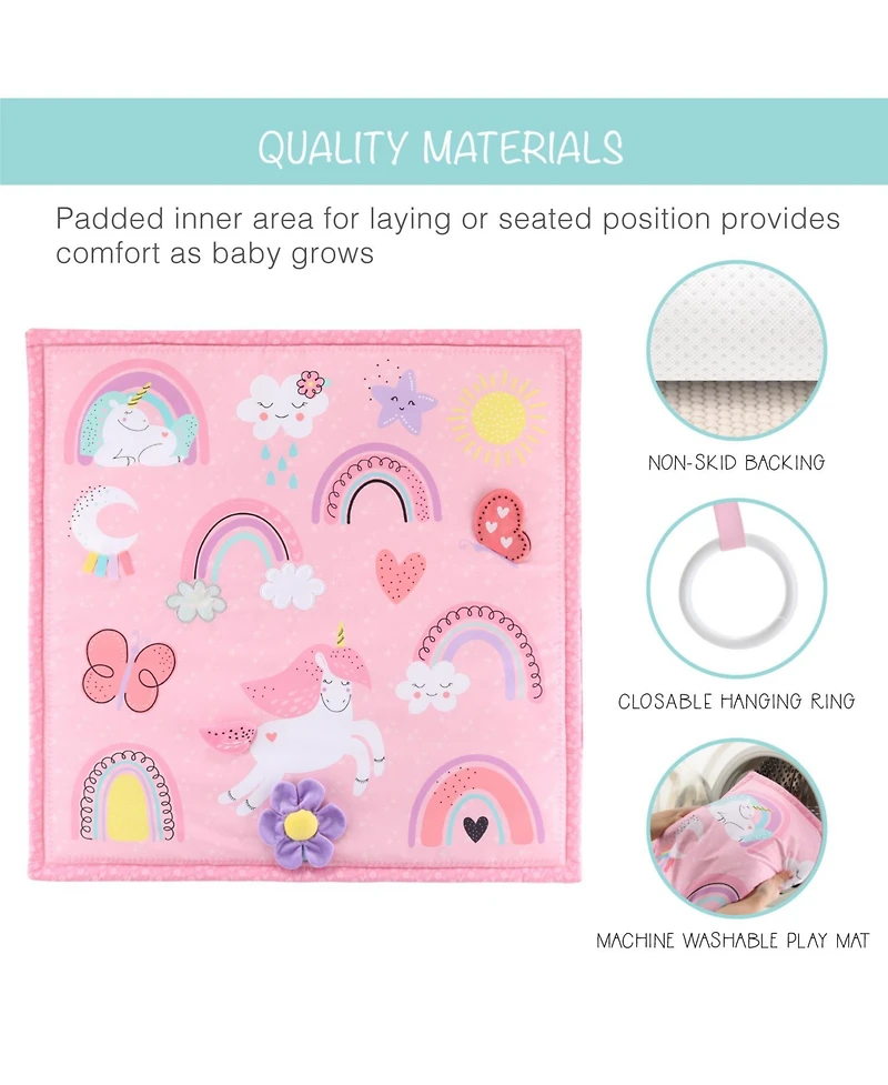 The Peanutshell 7 in 1 Baby Play Gym and Tummy Time Mat, Rainbow Paradise
