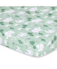 The Peanutshell Pack n Play, Mini Crib, Portable Crib or Fitted Playard Sheets for Baby Boy or Girl, 3 Pack Set, Green Safari