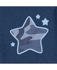 The Peanutshell Baby Boys Blue Camo Footed Sleepers for Boys, 3-Pack