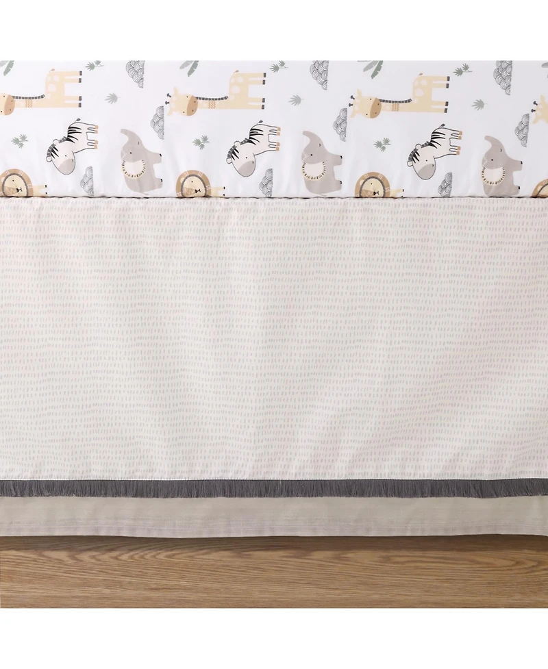 The Peanutshell Safari Serenity Cotton Crib Bedding Set for Baby Boys and Baby Girls, 4 Pieces