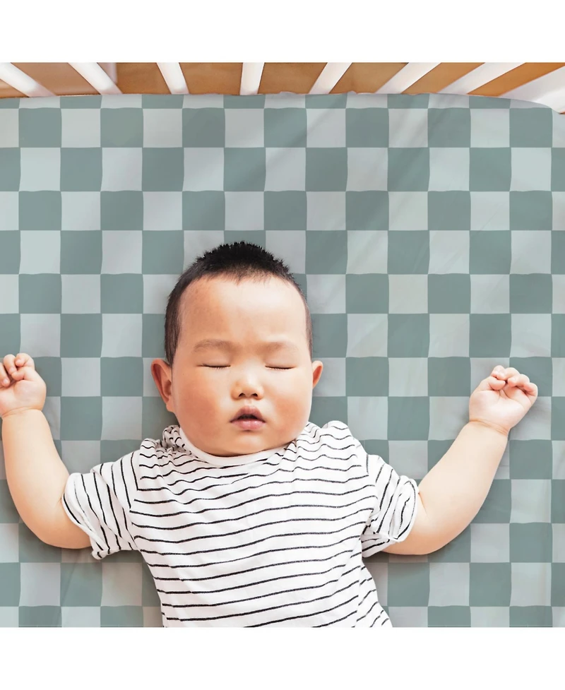 The Peanutshell Cheerful Check Cotton Jersey 4 Pack Fitted Crib Sheets