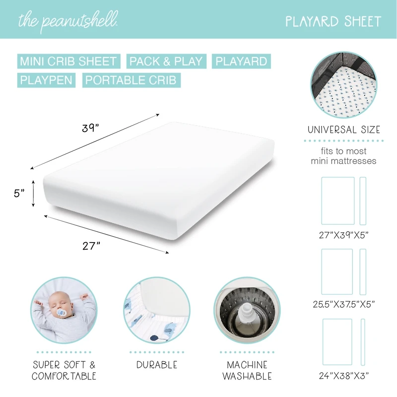 The Peanutshell Daisy Dreams 3-Pack Fitted Playard Sheets