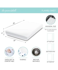 The Peanutshell Woodland Floral 3-Pack Fitted Playard Sheets in Pink, Tan and White