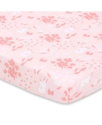 The Peanutshell Woodland Floral 3-Pack Fitted Playard Sheets in Pink, Tan and White