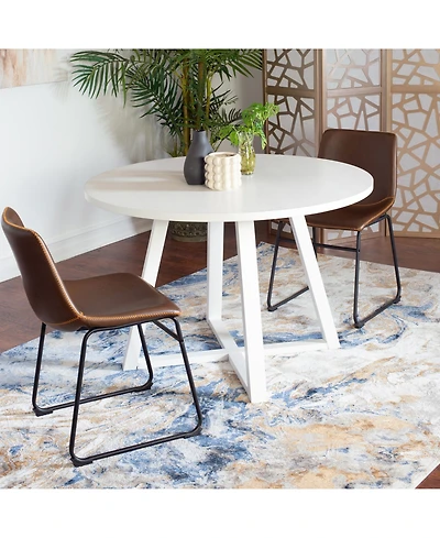 Streamdale 3-Piece Round Dining Set, Trestle Dining Table with 2 Stylish Chairs