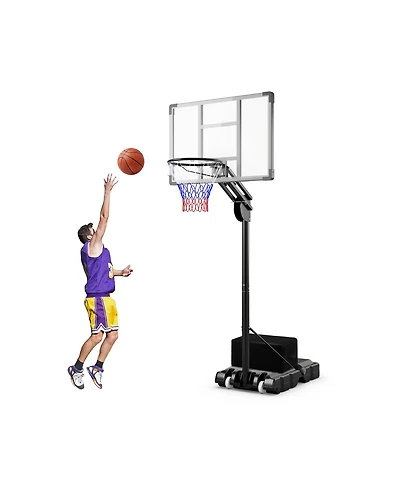 Hongge 4.9-10 Feet Adjustable Basketball Hoop with Shatterproof Backboard