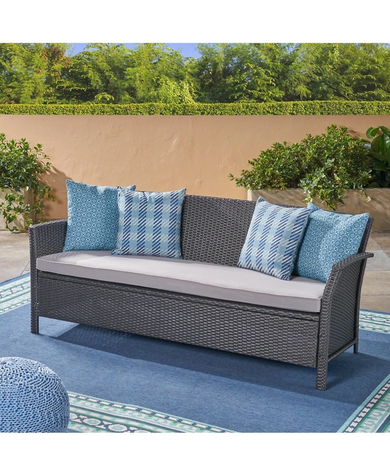 Slickblue Stylish 3-Seater Outdoor Sofa Wicker with Water-Resistant Cushions