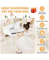Hongge 30-Key Wood Toy Kids Grand Piano with Bench and Music Rack