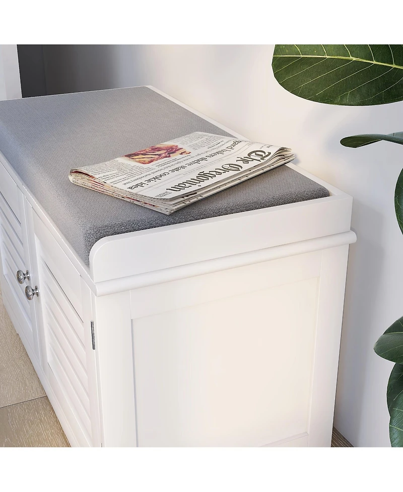 Streamdale Modern Shoe Organizer Bench with Two-Compartment Storage