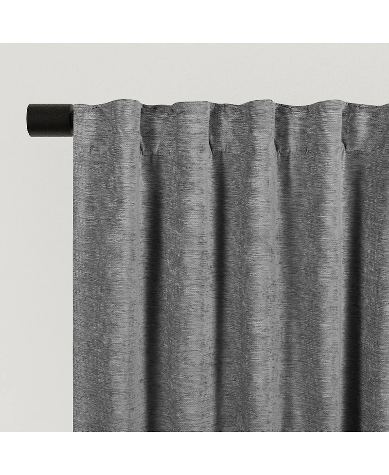 Chenille Solid Room Darkening Back Tab Curtain Panel