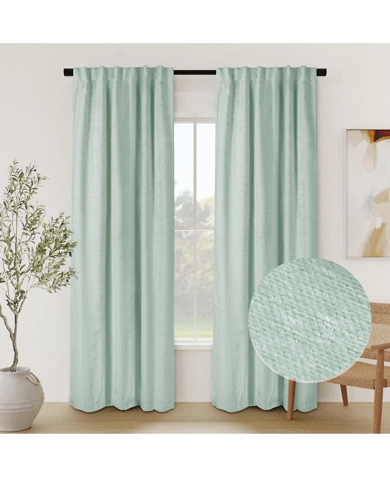 Chenille Solid Room Darkening Back Tab Curtain Panel