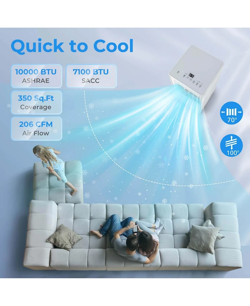 7100 Btu (10000 Btu Ashrae) Portable Air Conditioner 3-in-1 10000 Btu Ac Unit with Dehumidifier & Cool &Fan