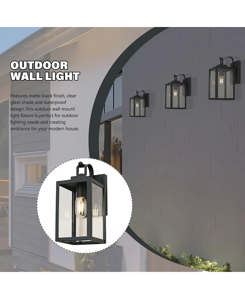 Flynama 1-Light Matte Black Sensing Outdoor Hardwired Wall Sconce with No Included