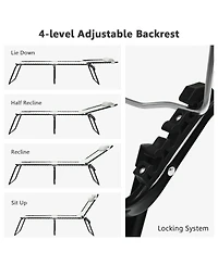 Inolait Sugift Folding Heightening Design Beach Lounge Chair with Pillow for Patio