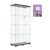 Streamdale Lighted Glass Display Cabinet with Shelves, Black